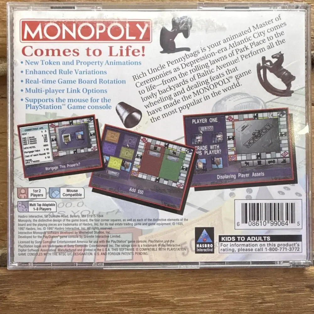 Hasbro Interactive Monopoly Board Game (PS1) 1997 NTSC-U/C KA Multiplayer